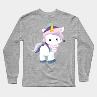 Winter Unicorn, Cute Unicorn, Magic Unicorn, Hat Long Sleeve T-Shirt